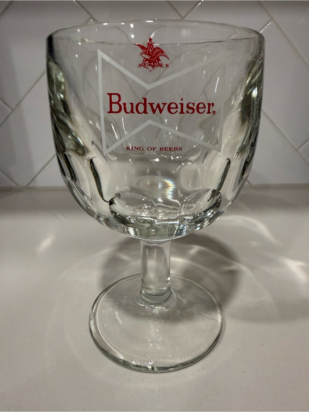 Budweiser Clear Glass Goblet with Red Logo